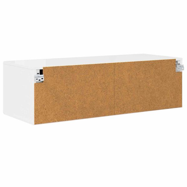 Дървен шкаф Лъскаво бяло 100,5 x 39 x 30 см Инженерно дърво