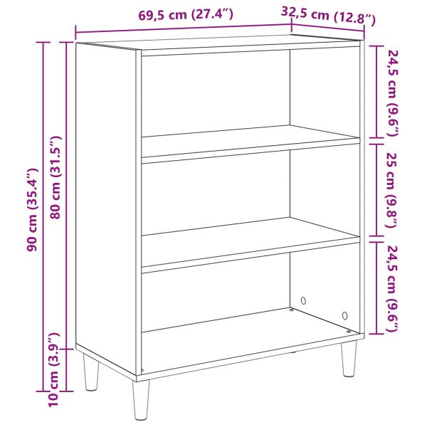 Служебен шкаф Дъб 69,5 x 32,5 x 90 см Инженерно дърво