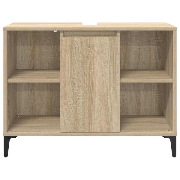 Шкаф за мивка с рафт със съхранение Сонома дъб 80 x 33 x 60 см