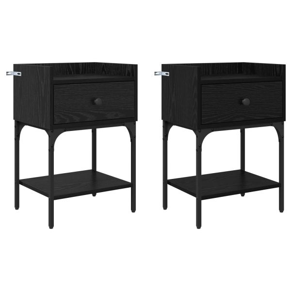 Нощно шкафче 2 pcs Черния дъб 40 x 29 x 60 см Инженерно дърво