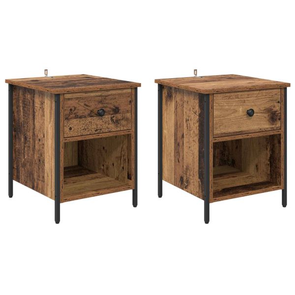 Нощен шкаф 2 pcs Старо дърво 40 x 42 x 50 cm Инженерно дърво