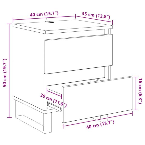 Нощен шкаф Черния дъб 40 x 35 x 50 см Инженерно дърво