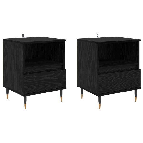 Нощен шкаф 2 pcs Черния дъб 40 x 35 x 50 см Инженерно дърво