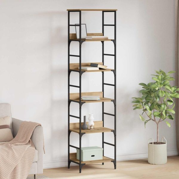 Рафт за книги 5 нива 50 x 33 x 188,5 см Инженерно дърво Дъб