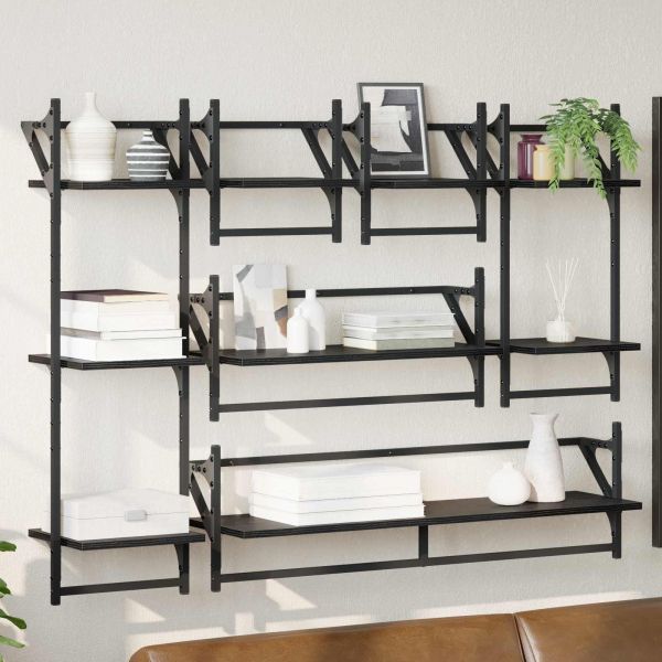 Комплект стенни рафтове 6 pcs Черния дъб 100 x 25 x 30 cm