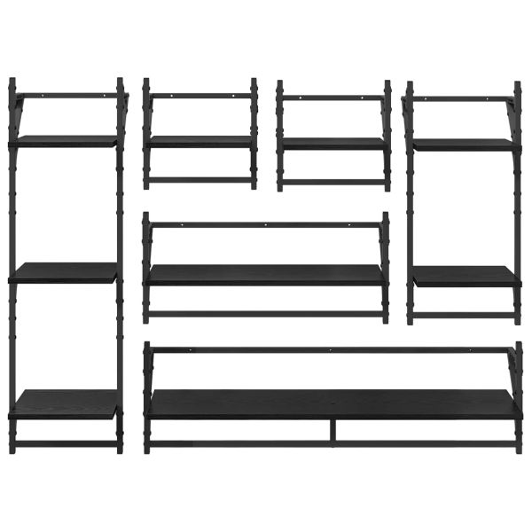 Комплект стенни рафтове 6 pcs Черния дъб 100 x 25 x 30 cm