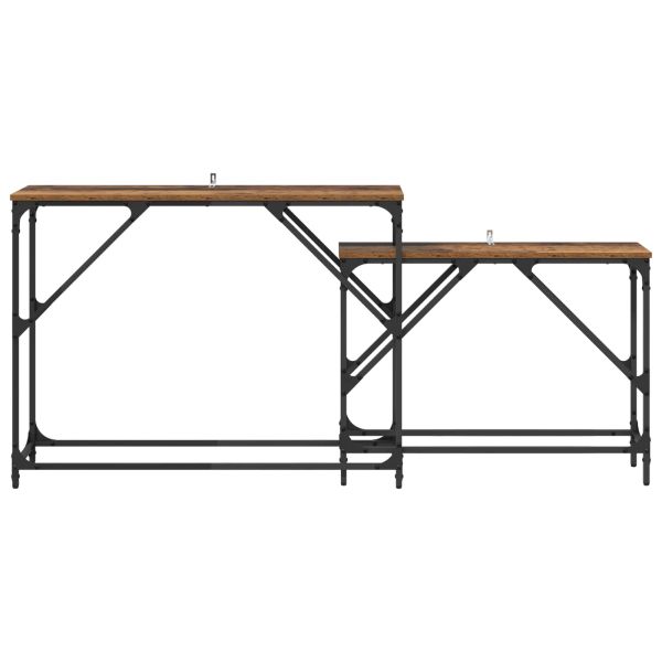 Конзолна маса 2 pcs Старо дърво 100 x 28 x 75 см