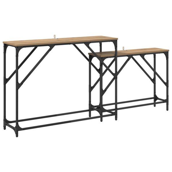 Конзолна маса 2 pcs Дъб 100 x 28 x 75 см Инженерно дърво