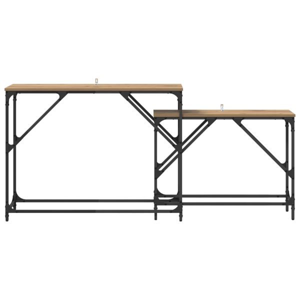Конзолна маса 2 pcs Дъб 100 x 28 x 75 см Инженерно дърво