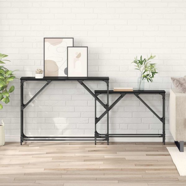 Конзолна маса 2 pcs Черния дъб 100 x 28 x 75 см Инженерно дърво