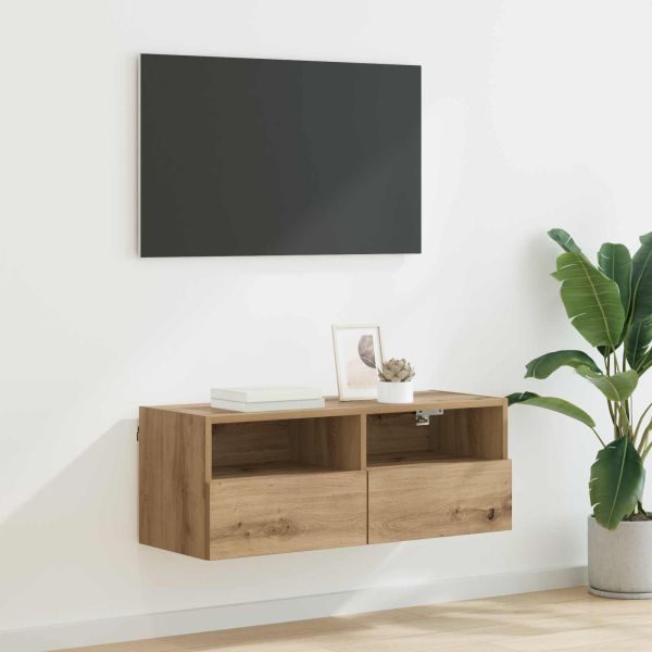 TV стенен шкаф 80 x 30 x 30 см Дъб Инженерно дърво