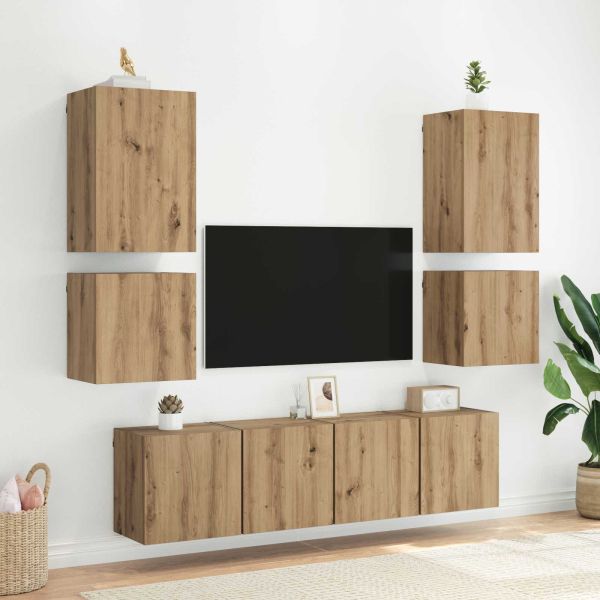 Кабинети за телевизор на стената 2 pcs Дъб 40,5x30x40см