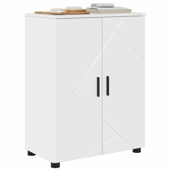Шкаф за баня със съхранение Лъскаво бяло 60 x 35 x 80 см