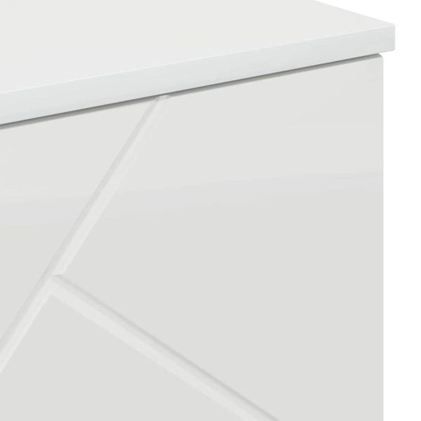 Шкаф за баня със съхранение Лъскаво бяло 60 x 35 x 80 см