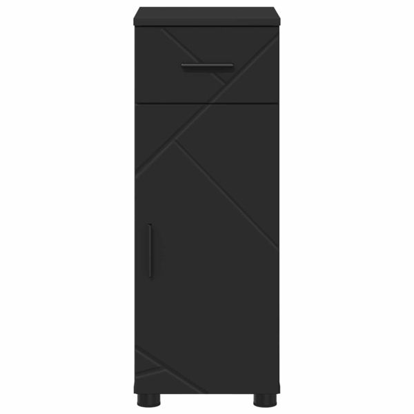 Шкаф за баня Черно 30 x 35 x 80 см Инженерно дърво & Метал