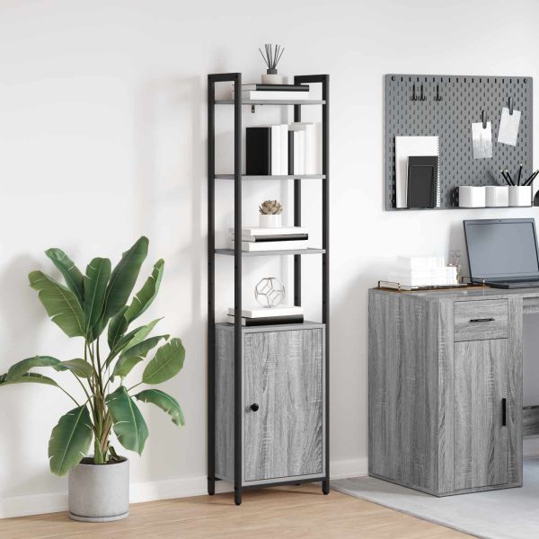 Шкаф за книги Сив Сонома 40 x 24 x 161 см Инженерно дърво