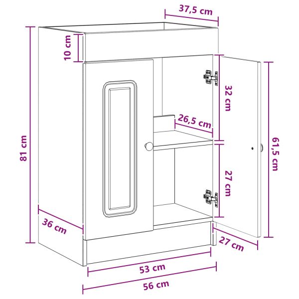 Мебел под мивка за баня Бяло 56 x 37,5 x 81 см
