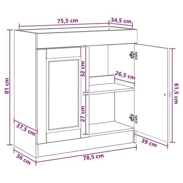 Мебел под мивка за баня Черно 78,5 x 37,5 x 81 см