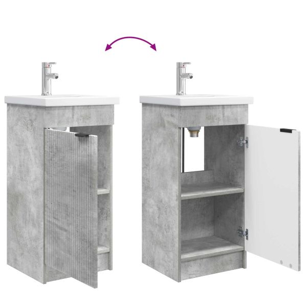Баня с мивка Бетонно сиво 42 x 40 x 84,5 см Инженерна дървесина