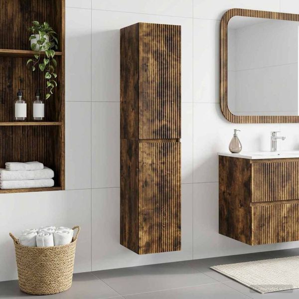 Стенно Баня Кабинет Опушен дъб 33 x 34,5 x 160 см