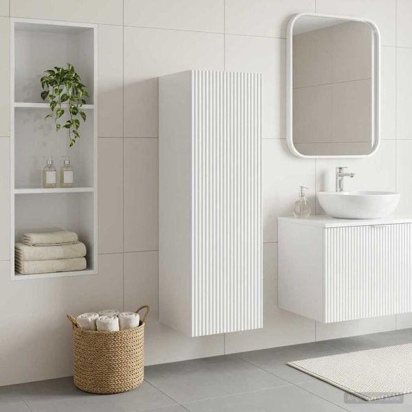 Стенно Баня Кабинет Бяло 33 x 34,5 x 100 см Инженерна дървесина
