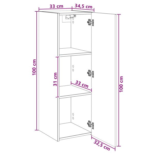 Стенно Баня Кабинет Дъб сонома 33 x 34,5 x 100 см