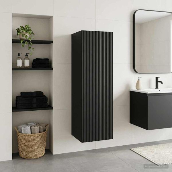 Стенно Баня Кабинет Черно 33 x 34,5 x 60 см Инженерна дървесина