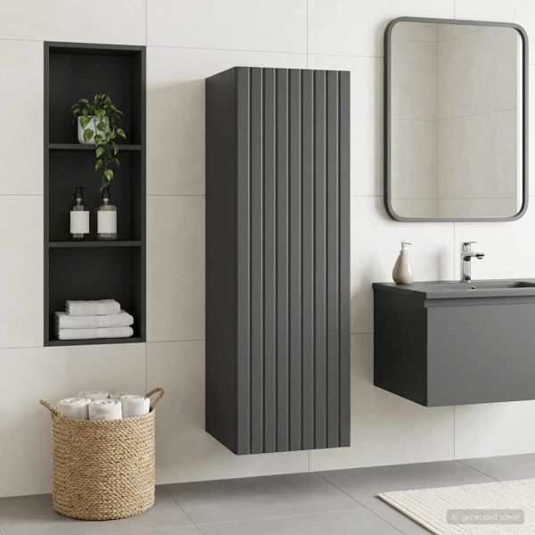 Стенно Баня Кабинет Черно 33 x 34,5 x 60 см Инженерна дървесина