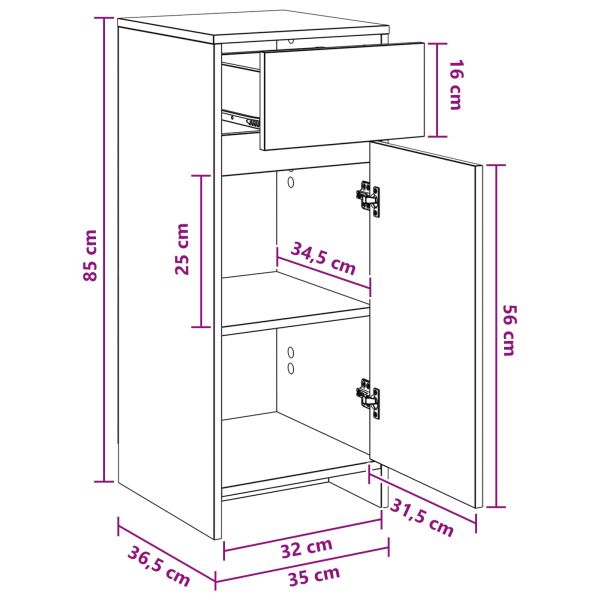 Шкаф за баня Опушен дъб 35 x 36,5 x 85 см Инженерна дървесина