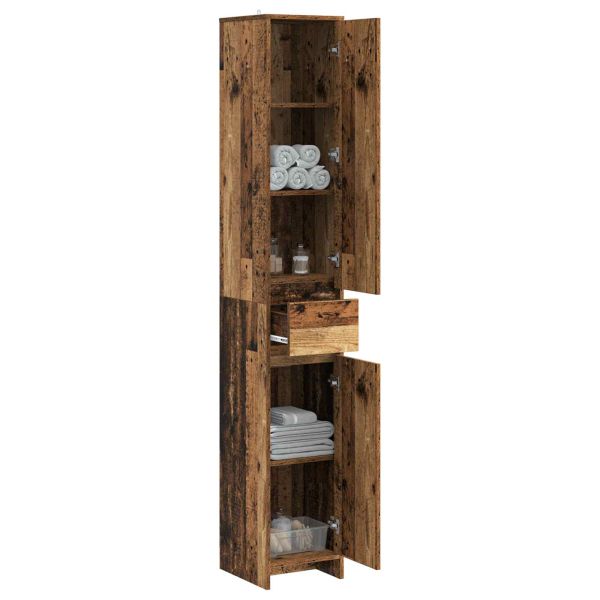 Шкаф за баня Старо дърво 30 x 33 x 190 см Инженерна дървесина
