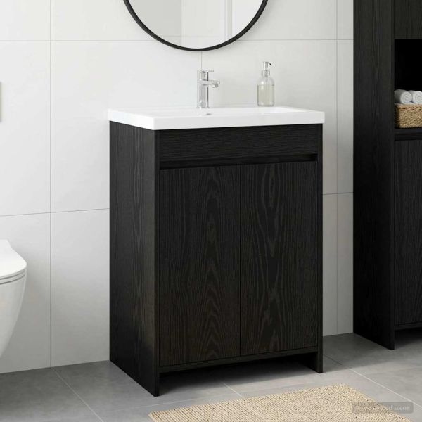 Кабинет под мивка за баня Черен дъб 56 x 37,5 x 81 см