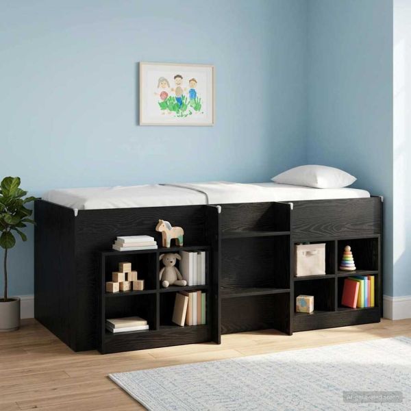 Шкаф за легло с рафт 2 pcs Черен дъб 66 x 33 x 48 см