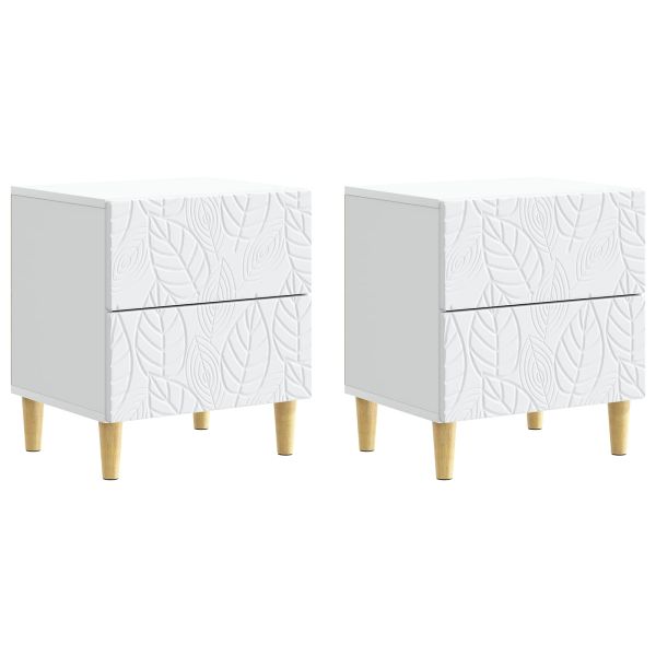 Нощно шкафче 2 pcs Бяло 43 x 34,5 x 48 см Инженерна дървесина