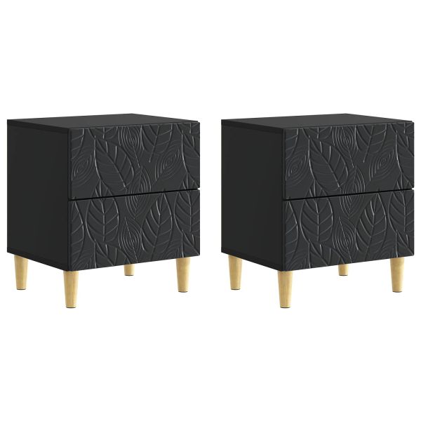 Нощно шкафче 2 pcs Черно 43 x 34,5 x 48 см Инженерна дървесина