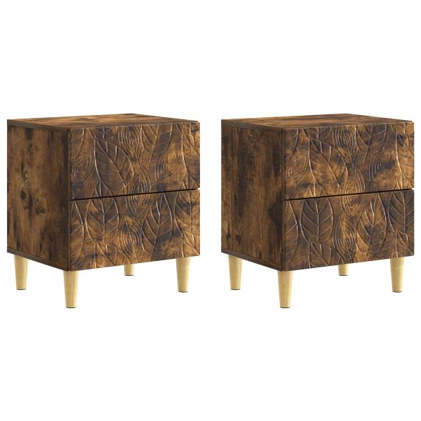 Нощно шкафче 2 pcs Опушен дъб 43 x 34,5 x 48 см