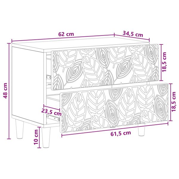 Нощно шкафче Бял гланц 62 x 34,5 x 48 см Инженерна дървесина