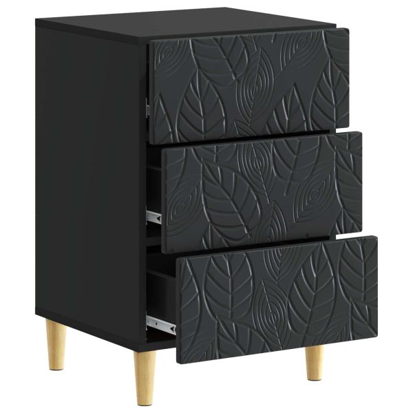 Нощно шкафче Черно 43 x 39,5 x 66,5 см Инженерна дървесина