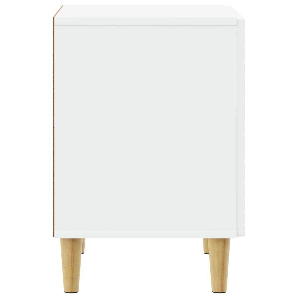 Нощно шкафче Бяло 43 x 34,5 x 50 см Инженерна дървесина
