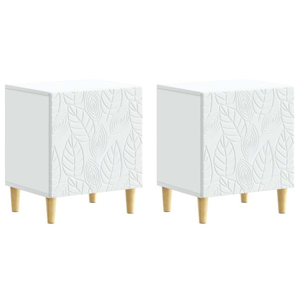 Нощно шкафче 2 pcs Бяло 43 x 34,5 x 50 см Инженерна дървесина