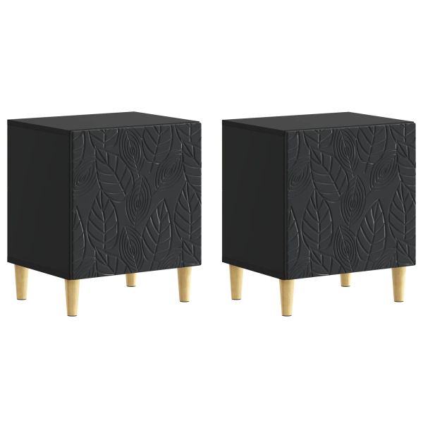 Нощно шкафче 2 pcs Черно 43 x 34,5 x 50 см Инженерна дървесина