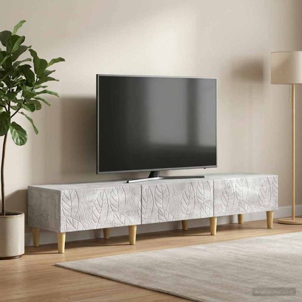 ТВ шкаф 147 x 34,5 x 30 см Бетонно сиво Инженерна дървесина