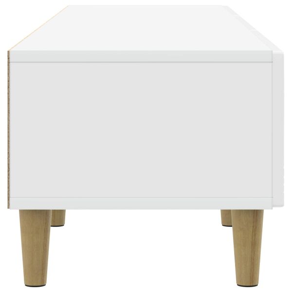 ТВ шкаф 147 x 34,5 x 30 см Бял гланц Инженерна дървесина