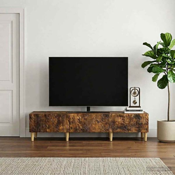 ТВ шкаф 147 x 34,5 x 30 см Опушен дъб Инженерна дървесина