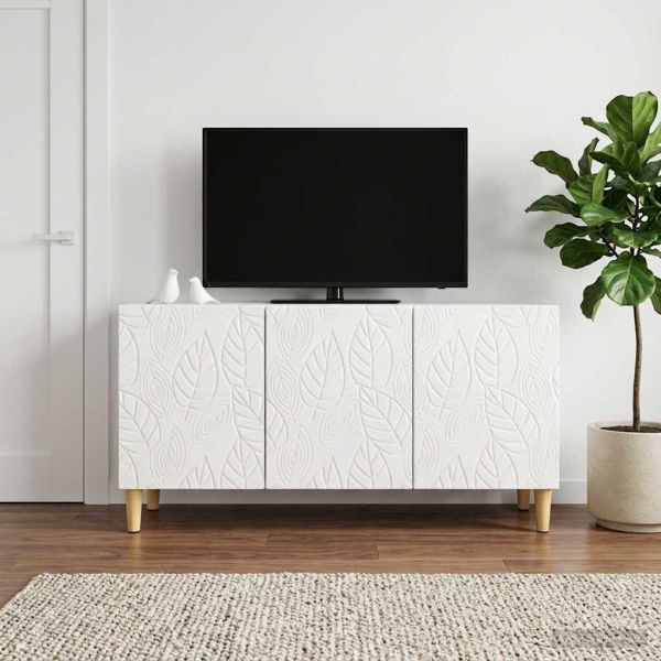 ТВ шкаф 99 x 34,5 x 50 см Бял гланц Инженерна дървесина