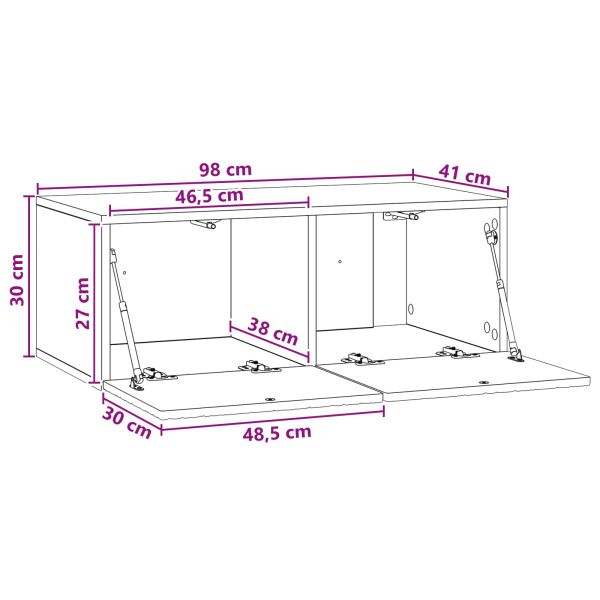Стенно монтиран ТВ шкаф 98 x 41 x 30 см Бяло