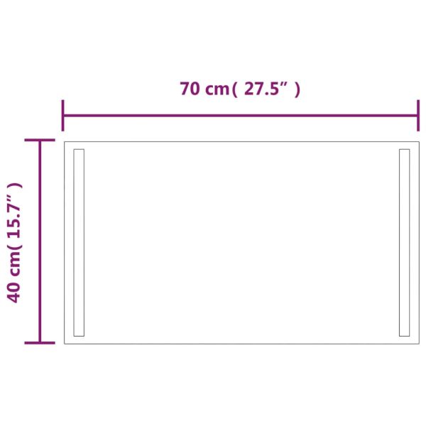 LED огледало за баня, 40x70 см