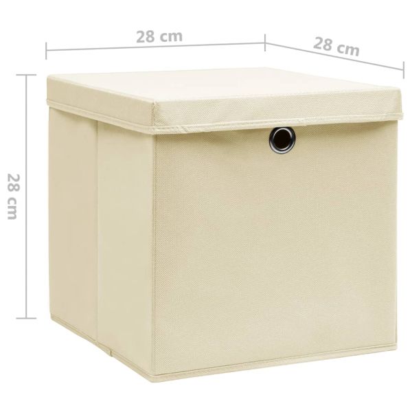 Кутии за съхранение с капаци 4 бр 28x28x28 см кремави