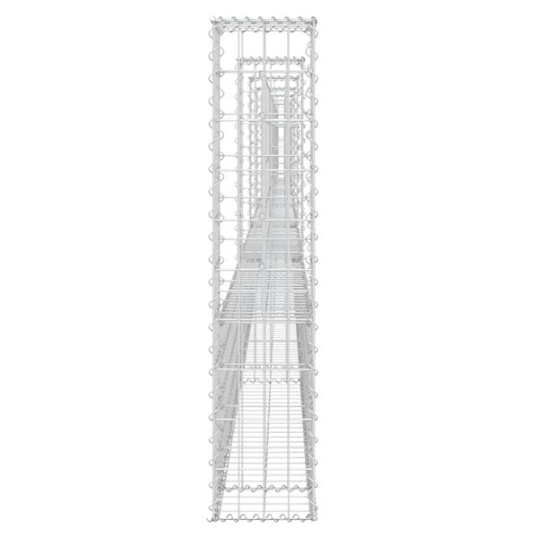 U-образна габионна кошница със 7 стълба, желязо, 740x20x100 см