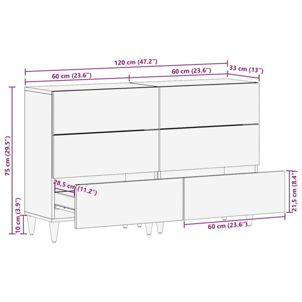 Служебен шкаф с чекмедже 2 pcs Меденокафяво 60 x 33 x 75 cm