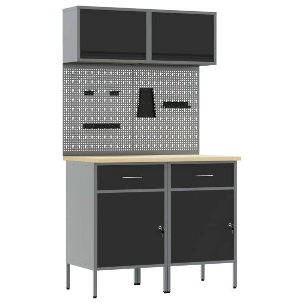 Комплект работни шкафове с чекмедже с рафт 8 pcs Сив